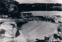 Bronte Pool and first dressing rooms in late 1800's