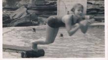 Bronte Ladies Swimming Club junior dive champion on the now defunct dive board at Bronte pool