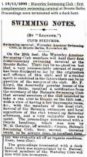 Trove extract of Waverley Swimming Club event, the first official swimming club to regularly use Bronte Pool. Note the duck hunt at conclusion of the carnival.